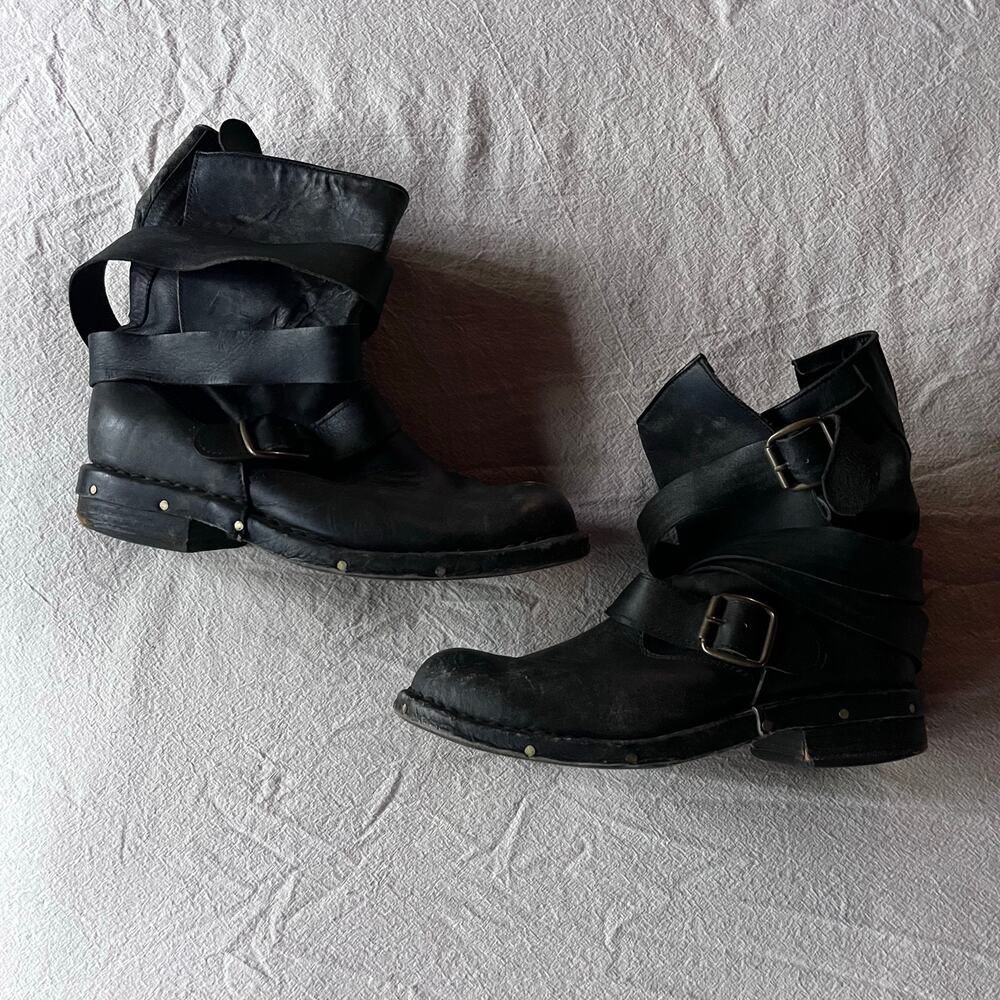 Jeffrey Campbell Brit Wrap Black Leather Boots 9